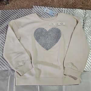 Cat & Jack Cream Sweatshirt with Silver Heart